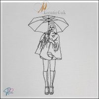 Redwork Girl with Umbrella